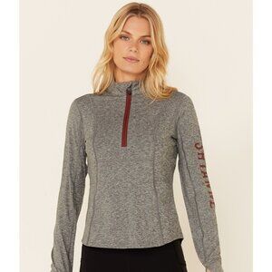 Shyanne Women's 1/4 Zip Front Logo Pullover Size XS Gray/Red Accents